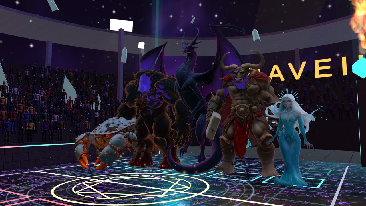 Monsters lined up in the arena